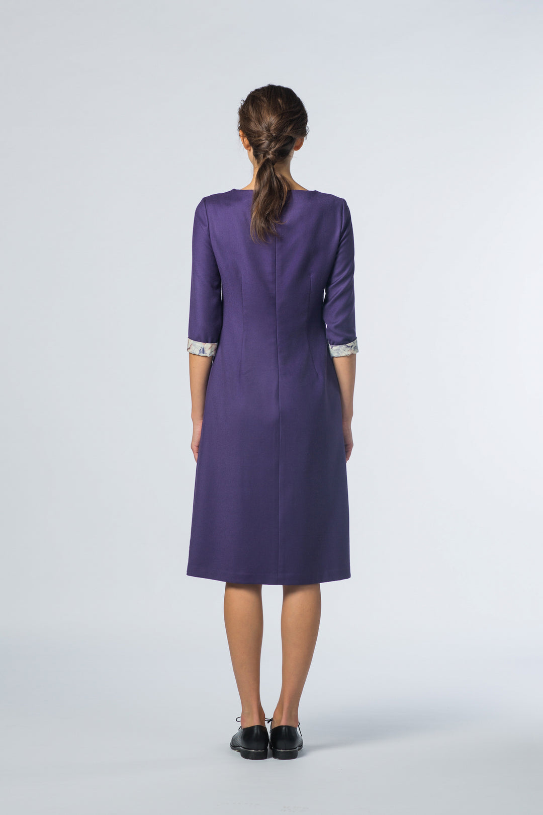 KALIDIUM LILAC WOOL A-LINE DRESS