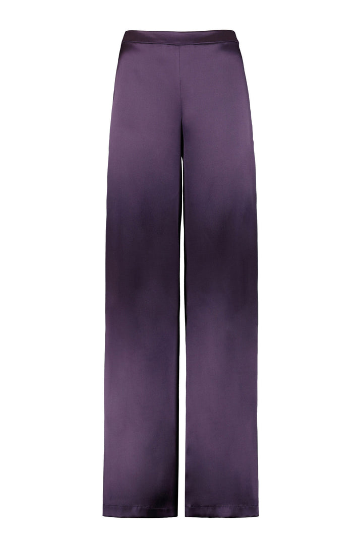 PRIMULA DEEP PURPLE SILK WIDE-LEG PANTS