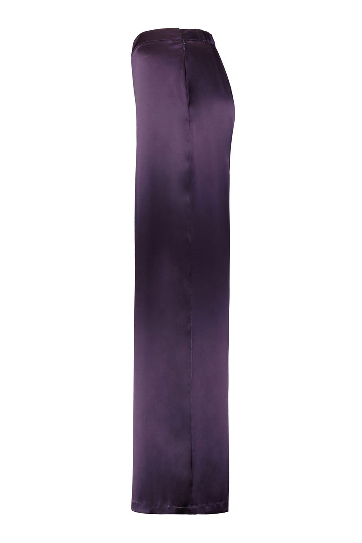 PRIMULA DEEP PURPLE SILK WIDE-LEG PANTS