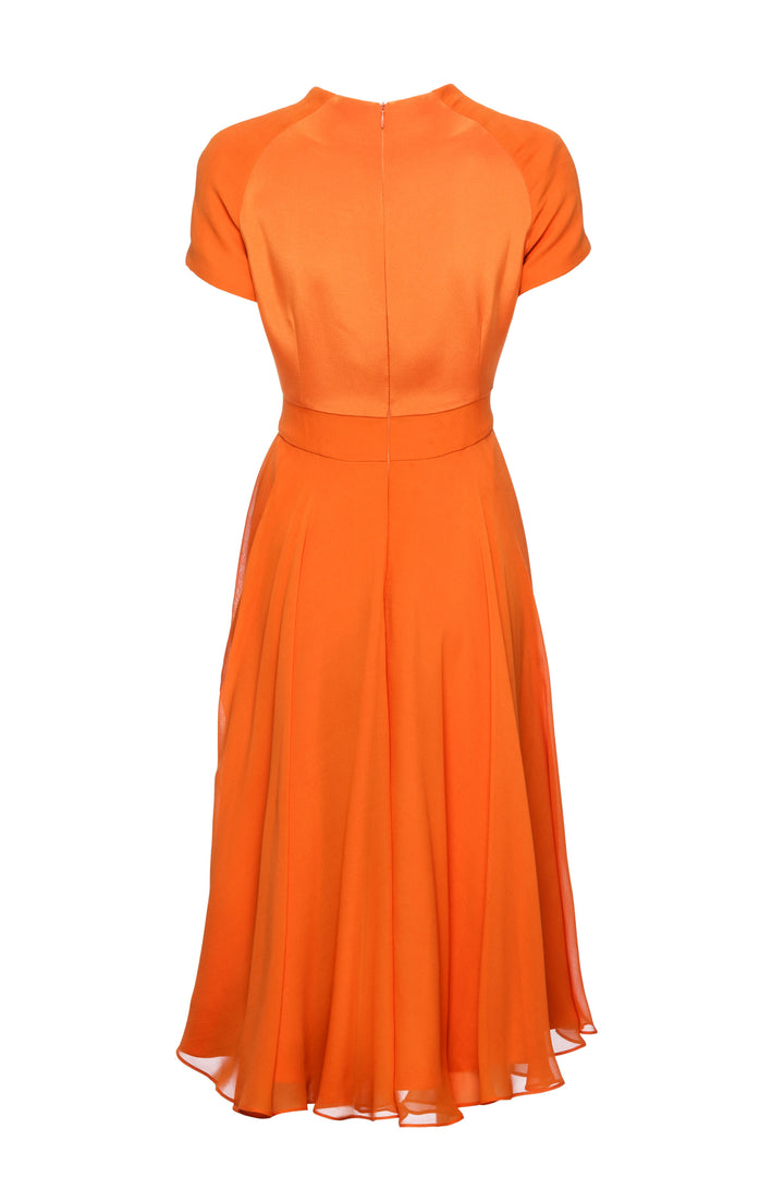 ROTALA ORANGE SILK CHIFFON DRESS