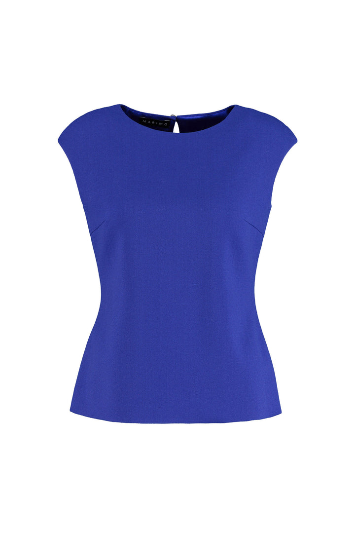 SALVIA ROYAL BLUE WOOL CREPE BLOUSE