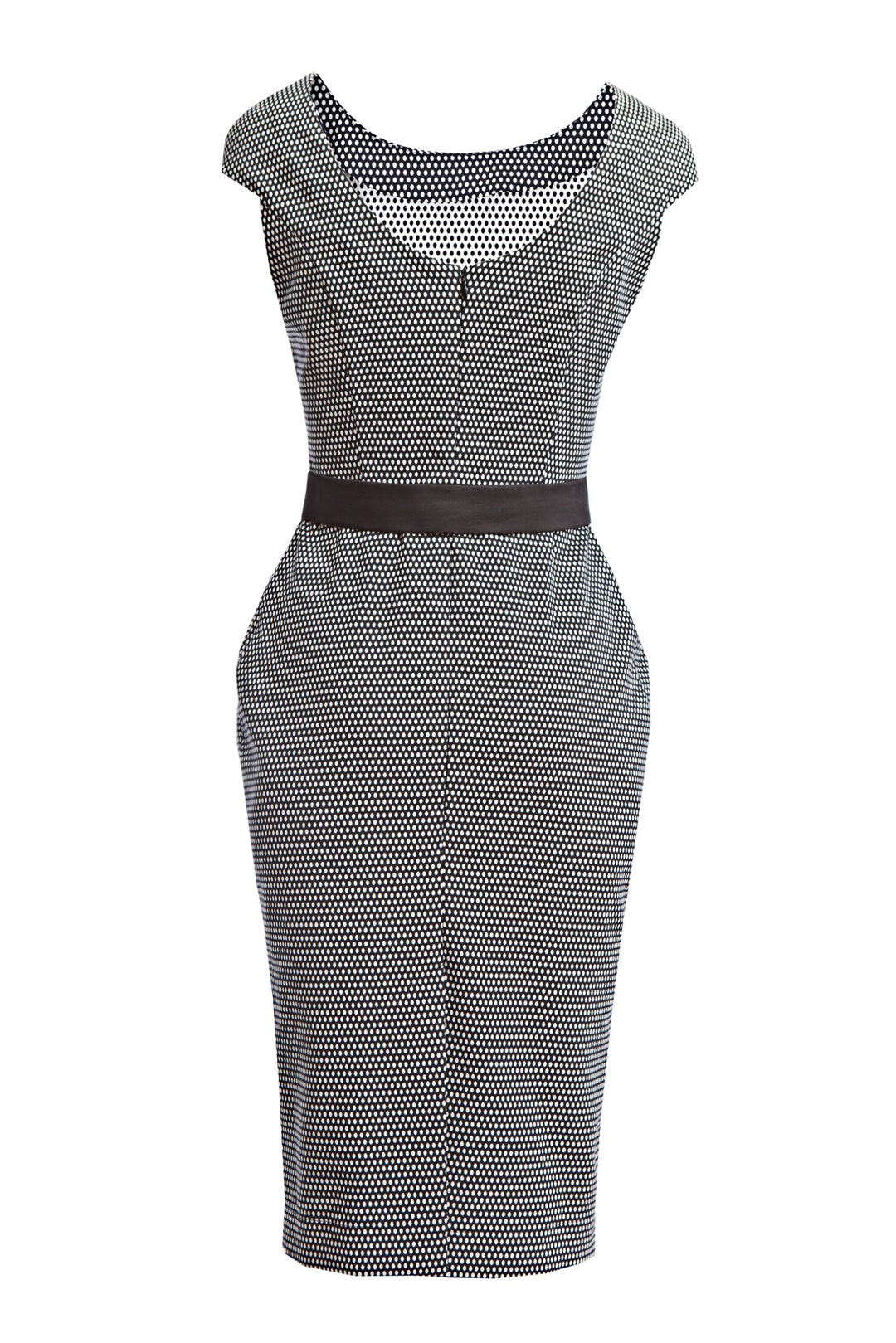 LASTHENIA BLACK DOTTED PENCIL DRESS