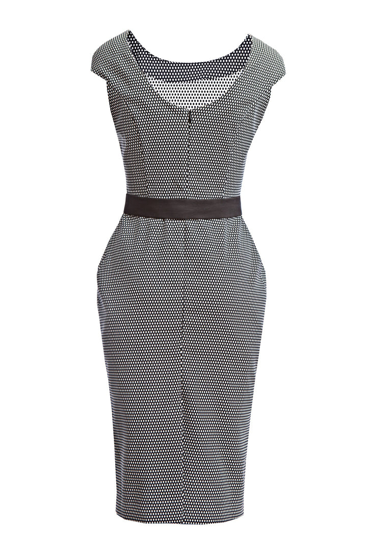 LASTHENIA BLACK DOTTED PENCIL DRESS