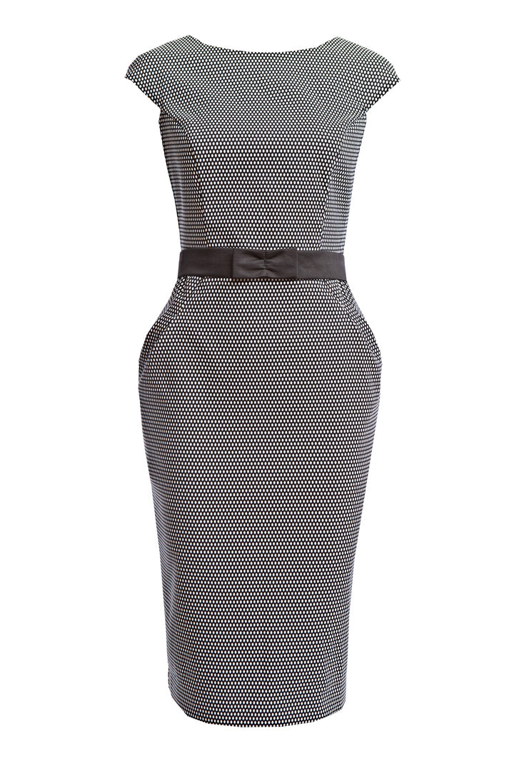 LASTHENIA BLACK DOTTED PENCIL DRESS