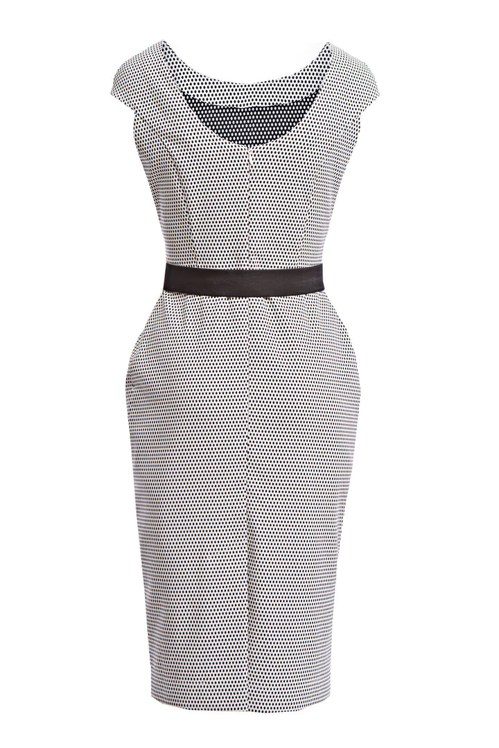 LASTHENIA WHITE DOTTED PENCIL DRESS