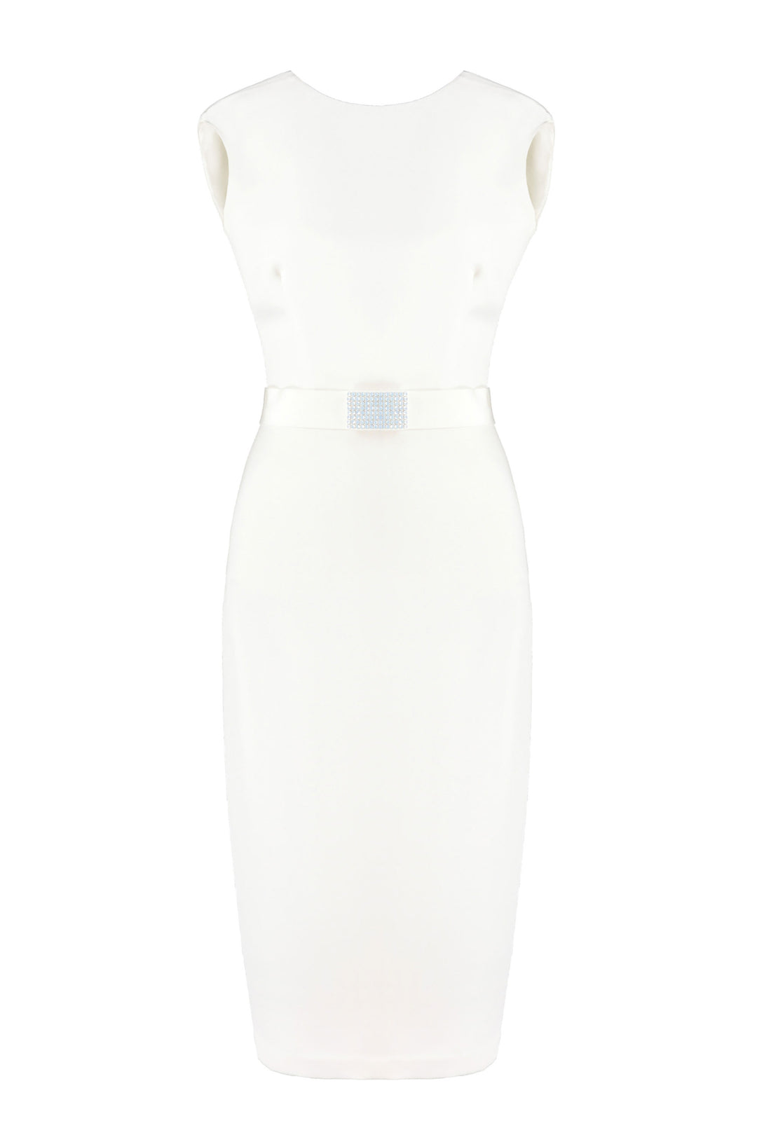 WHITFIELDIA IVORY SILK MIDI DRESS WITH THE BELT