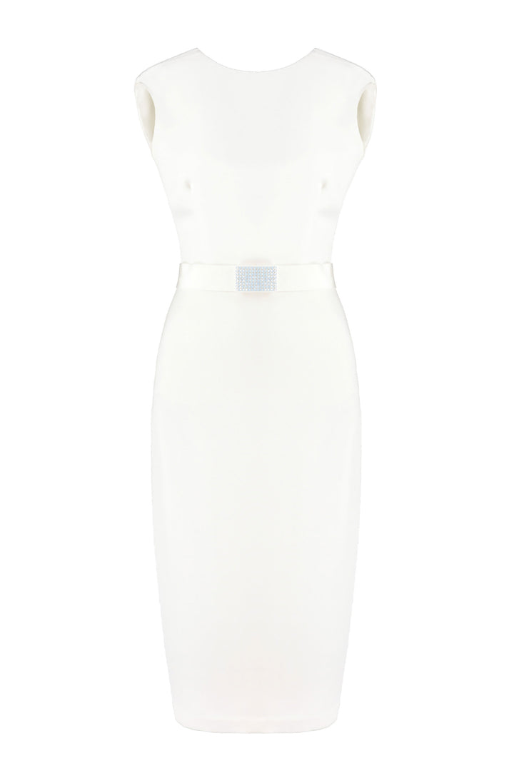 WHITFIELDIA IVORY SILK MIDI DRESS WITH THE BELT