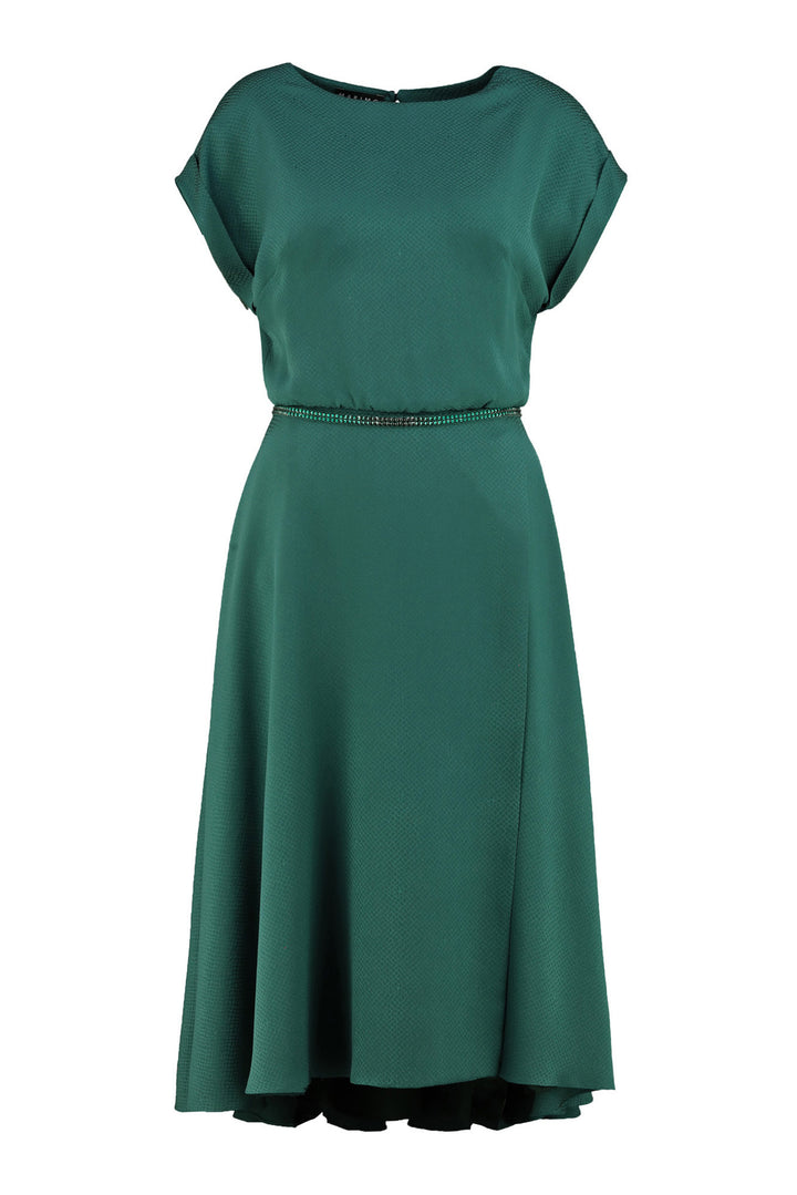 LEIBNITZIA EMERALD GREEN SILK DRESS WITH THE BELT