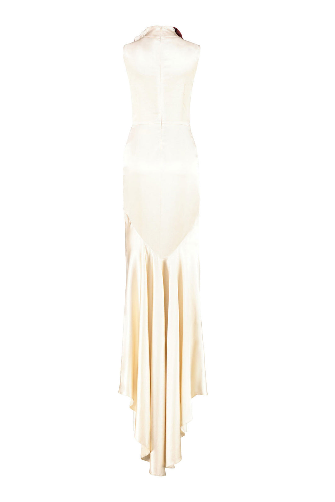 ANGELICA BEIGE LONG RUFFLED DRESS