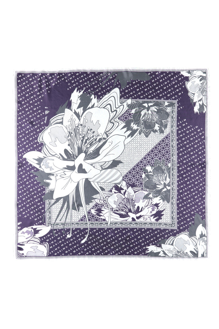 FLORAL PURPLE SILK HABOTAI SCARF