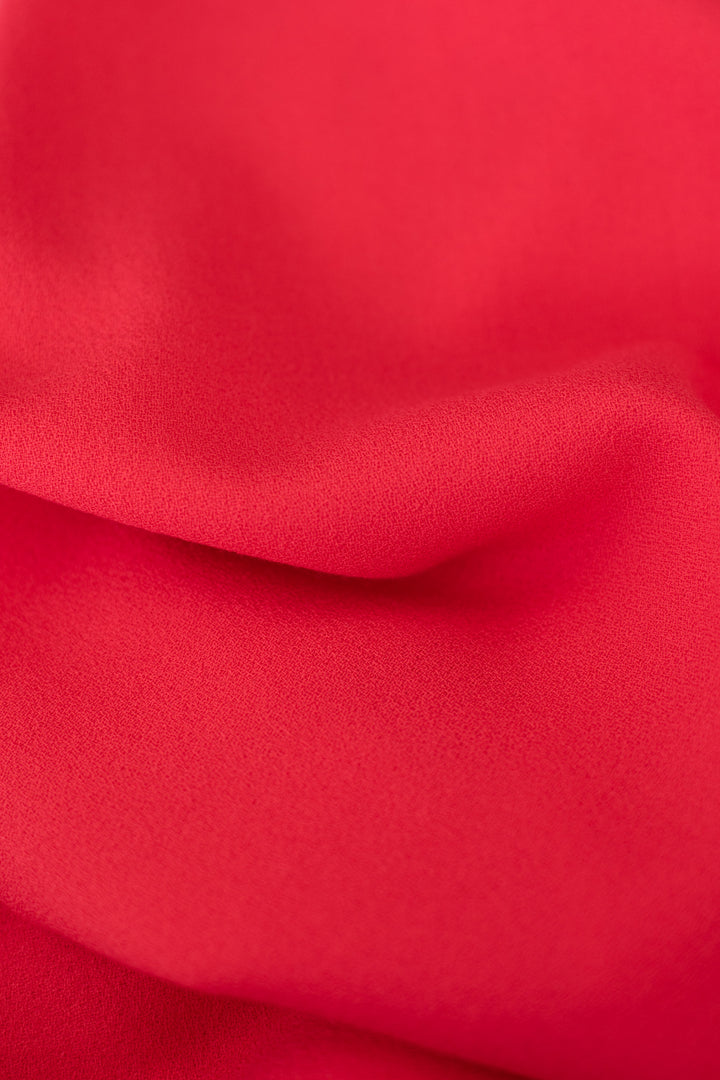 SALVIA CORAL RED WOOL CREPE BLOUSE