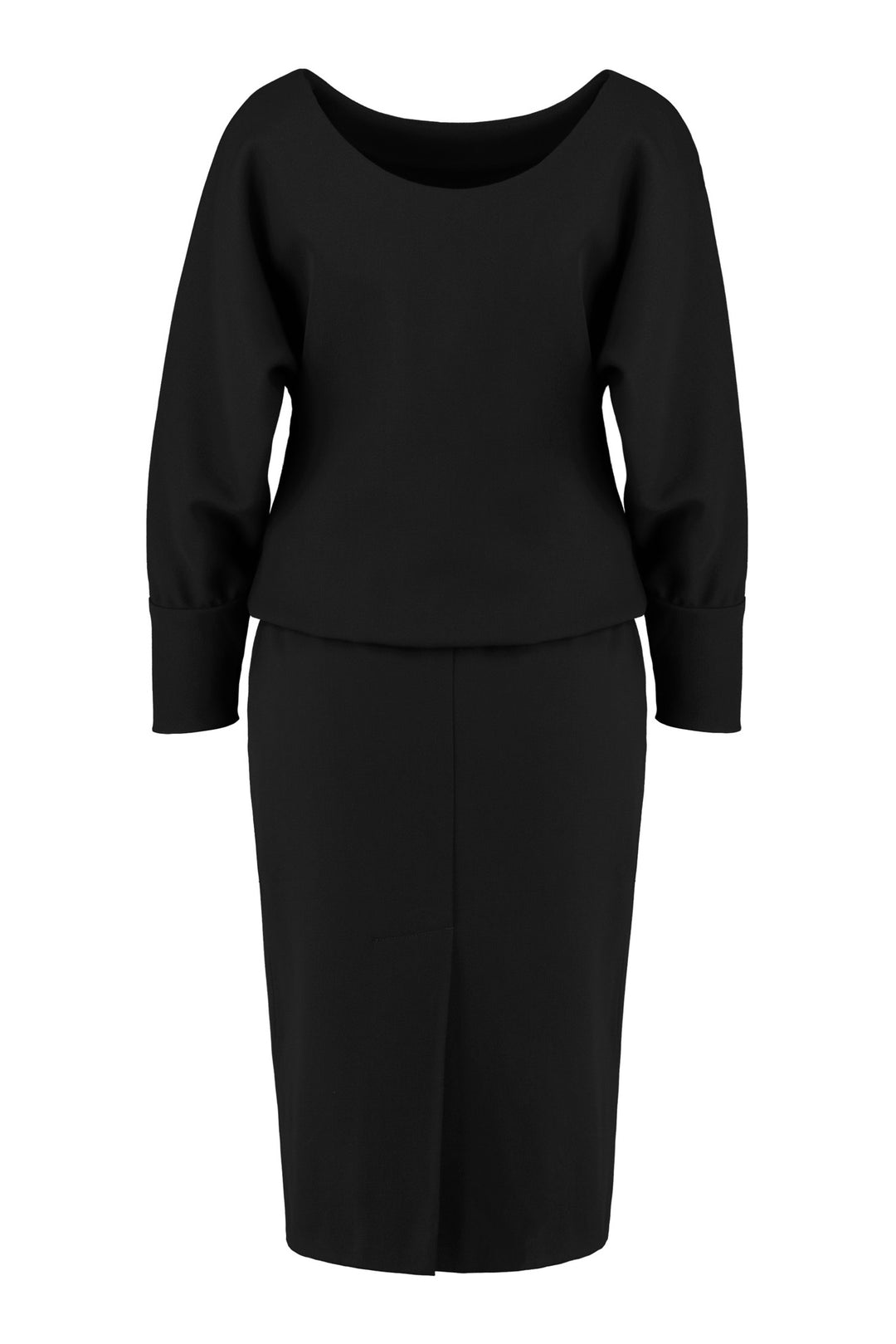 KAEMPFERIA ELEGANT WOOL CREPE BLACK DRESS