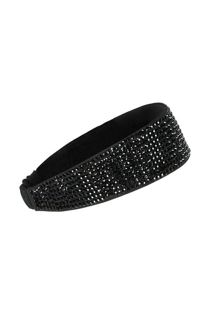 LUXURIOUS BLACK SILK CRYSTAL HEADBAND