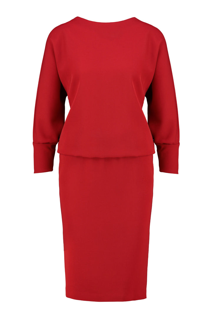 KAEMPFERIA ELEGANT WOOL CREPE RED DRESS