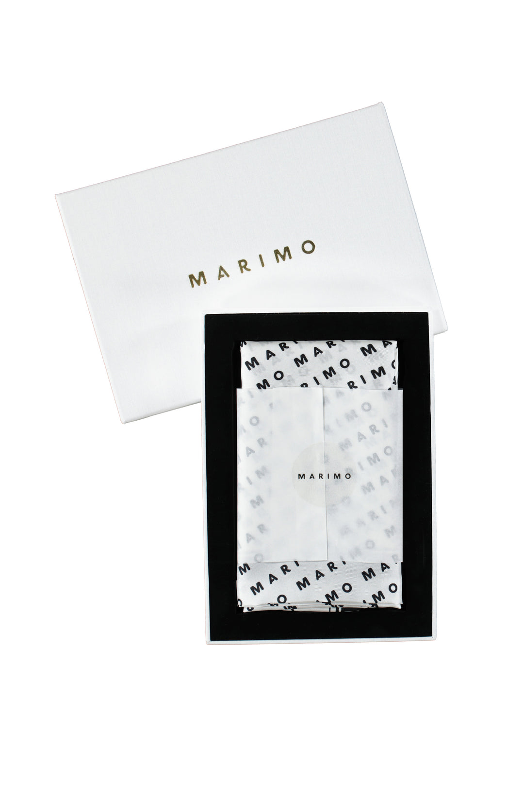 BLACK AND WHITE SILK TWILL MARIMO LOGO SCARF