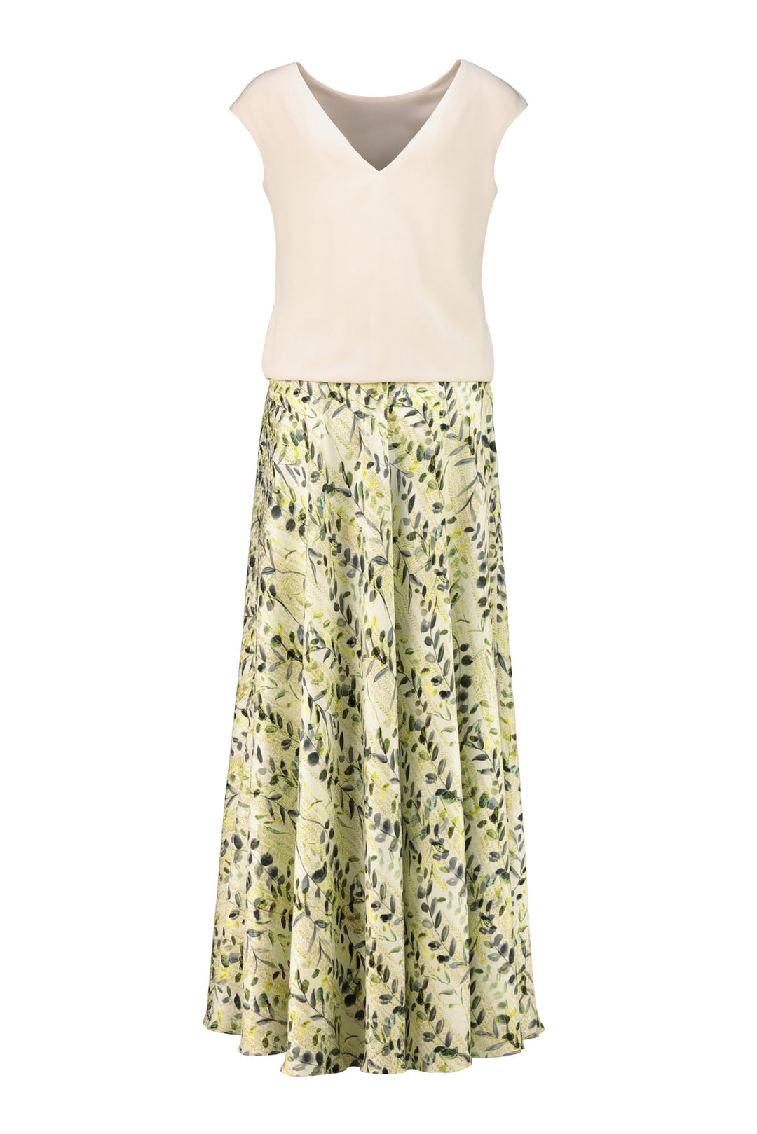 RESEDA OLIVE PATTERN SILK GOWN