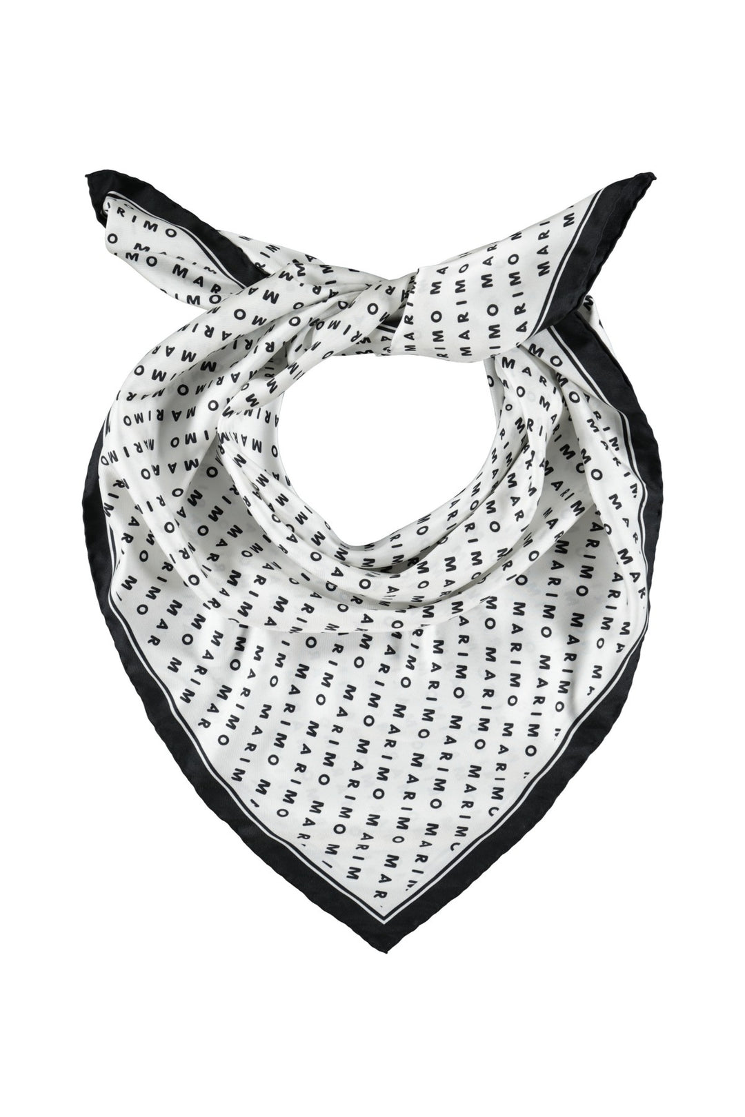 BLACK AND WHITE SILK TWILL MARIMO LOGO SCARF