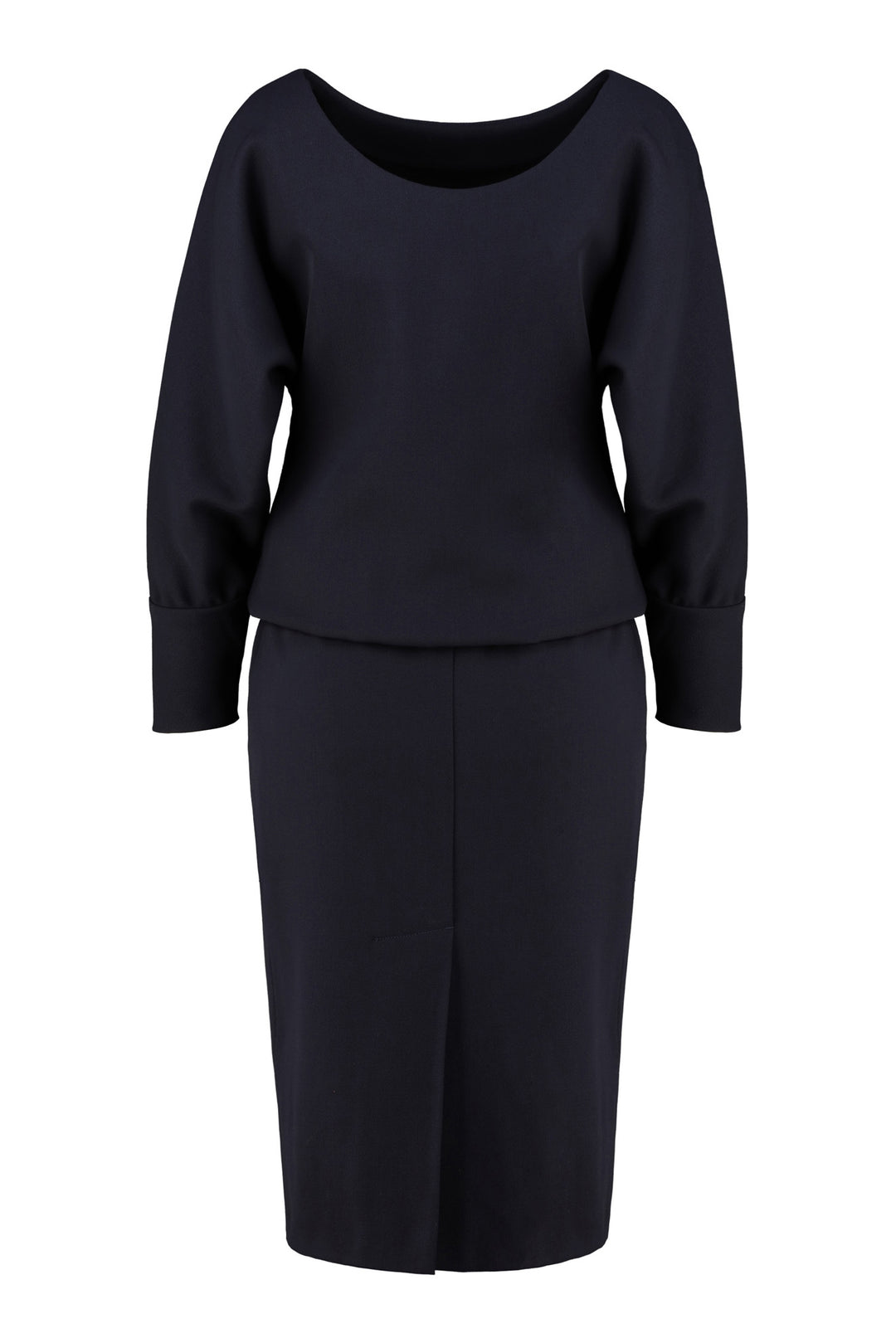 KAEMPFERIA ELEGANT WOOL CREPE NAVY BLUE DRESS