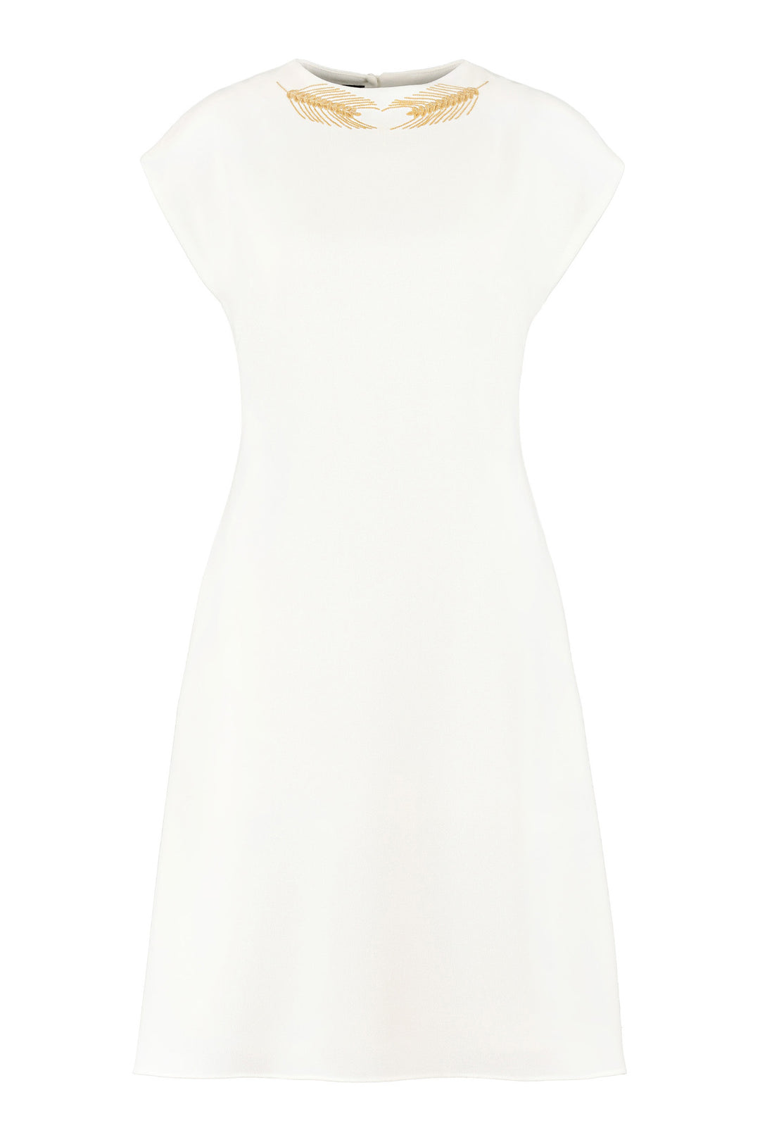 FRUMENTUM IVORY DRESS WITH HANDMADE EMBROIDERY